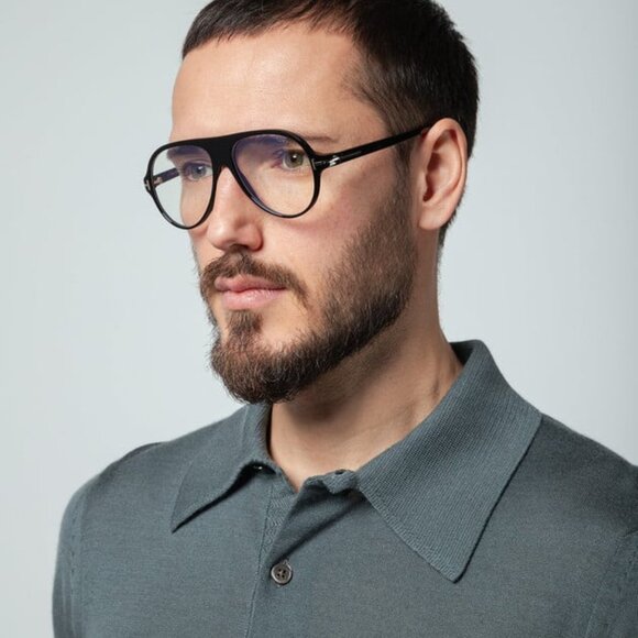 Tom Ford FT5012-B 052 Aviator Eyeglasses - Dark Havana 53mm - Picture 3 of 10